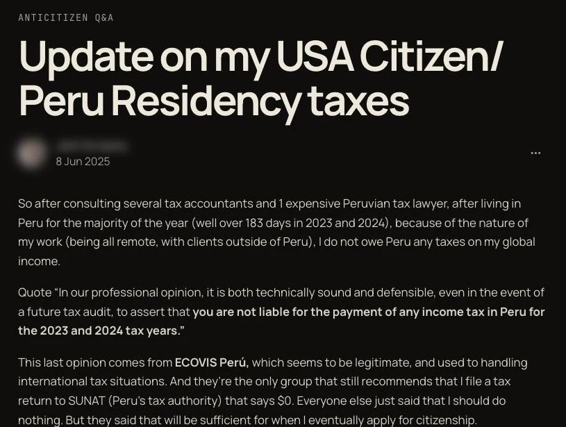 A member's post in the community sharing a tax win, with their name blurred